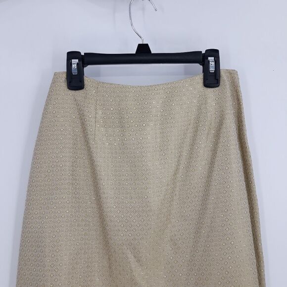Vintage Cache Polka Dot Jacquard Metallic Gold Mini Pencil Skirt Sz 2 - Picture 6 of 10